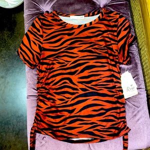 Red Tiger Striped Fitted Top